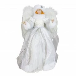 Roman 14" White Angel In A Sparkly Dress Christmas Tree Topper- Unlit