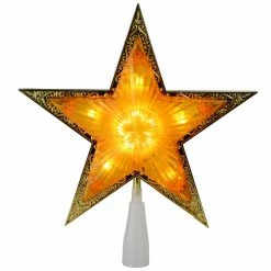 Alternative view of Northlight 9" Lighted Gold Edged Christmas Star Tree Topper - Clear Lights