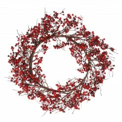 Select Artificials 24" Autumn Harvest Red And Burgundy Currant Berry Artificial Wreath - Unlit