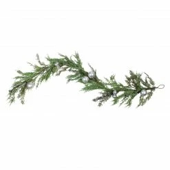 Select Artificials 5' Green And Silver Iced Cedar Christmas Garland With Ornaments Bells - Unlit