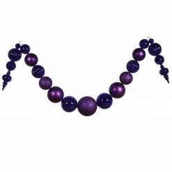 Vickerman 14' Purple Commercial Size Shatterproof Christmas Ball Ornament Garland - Unlit