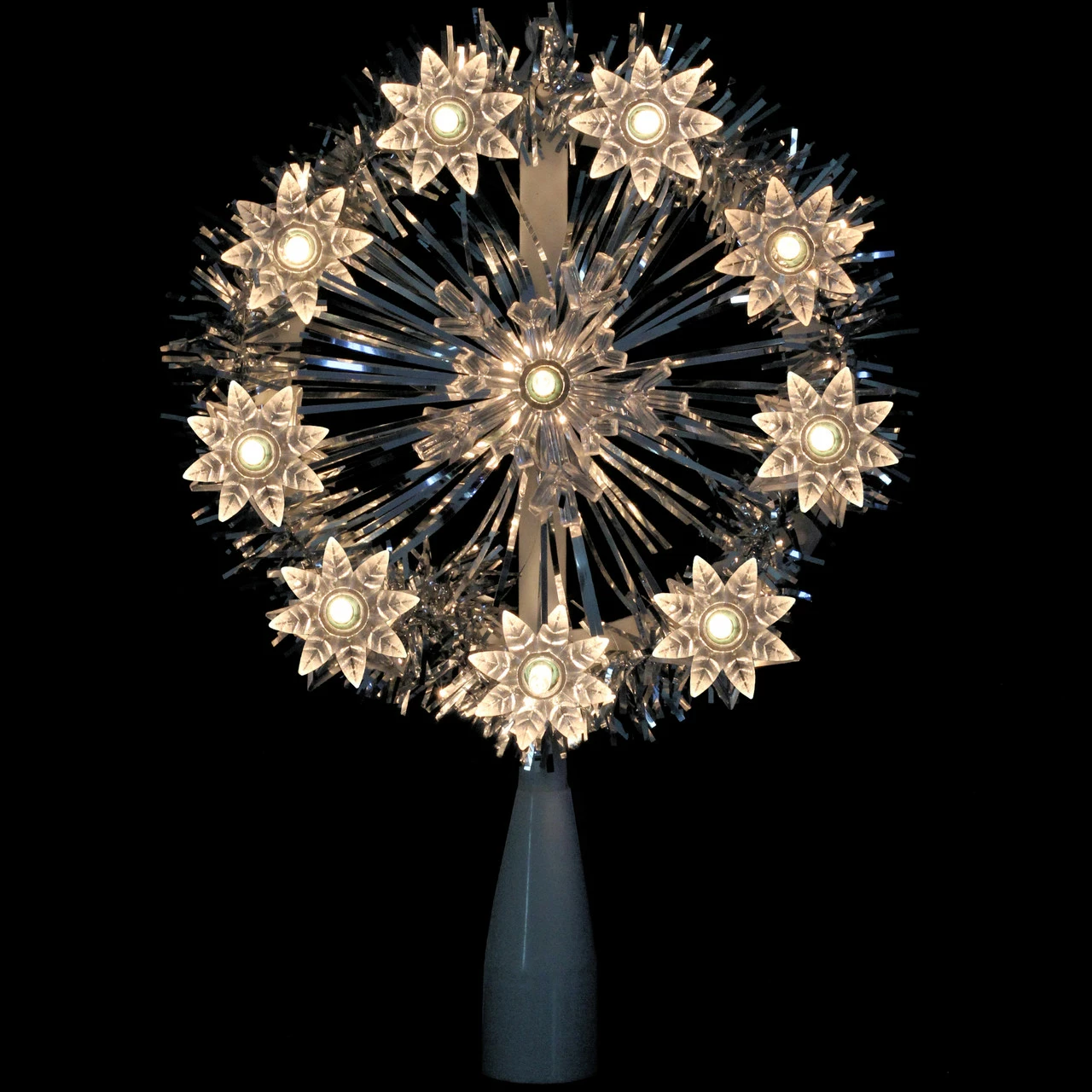 Northlight 7" Silver Pre-Lit Snowflake Starburst Christmas Tree Topper - Clear Lights 3 Northlight 7" Silver Pre-Lit Snowflake Starburst Christmas Tree Topper - Clear Lights - Image 3