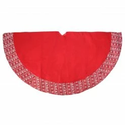 St. Nick's Choice 48" Red And White Metallic Lodge Print Christmas Tree Skirt
