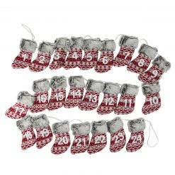 Northlight 7.8' X 5" Red And Gray Countdown Christmas Stocking Garland - Unlit