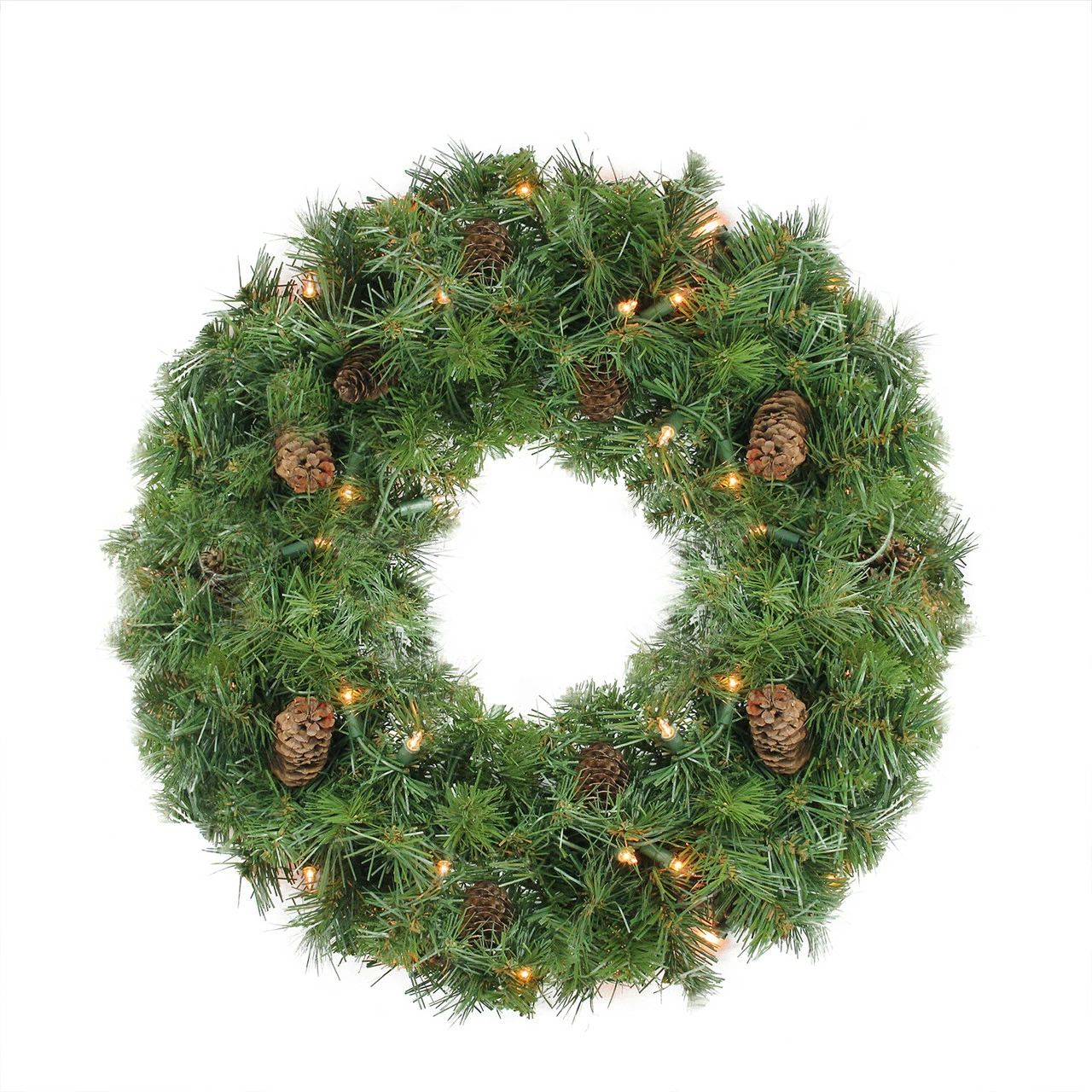 Northlight Pre-Lit Dakota Pine Artificial Christmas Wreath - 24-Inch, Clear Lights 1 Northlight Pre-Lit Dakota Pine Artificial Christmas Wreath - 24-Inch, Clear Lights