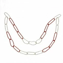 Roman 36" Red And Silver Round Loops Christmas Chain Garland - Unlit