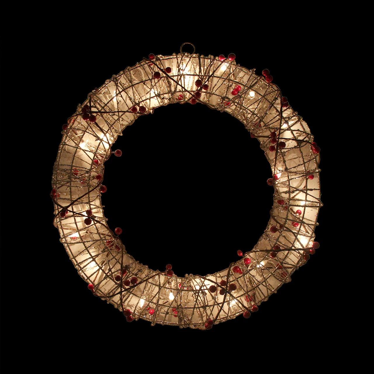 Northlight Pre-Lit Champagne Gold Glittered Rattan Berry Artificial Christmas Wreath - 18-Inch, Clear Lights 2 Northlight Pre-Lit Champagne Gold Glittered Rattan Berry Artificial Christmas Wreath - 18-Inch, Clear Lights - Image 2