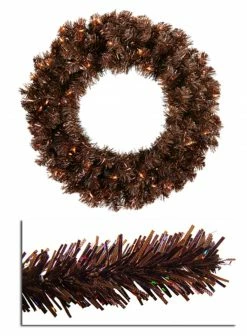 Vickerman Pre-Lit Brown Sparkling Artificial Christmas Wreath - 36-Inch, Clear Lights