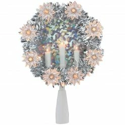 Northlight 7" Silver Wreath With Candles Christmas Tree Topper - Clear Lights