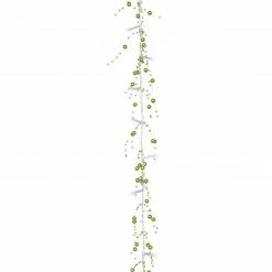 Vickerman 6.5' Pre-Lit LED Green Beaded Artificial Christmas Garland - Green Lights