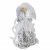 Northlight 16" White And Silver Lighted Angel Sequined Gown Christmas Tree Topper