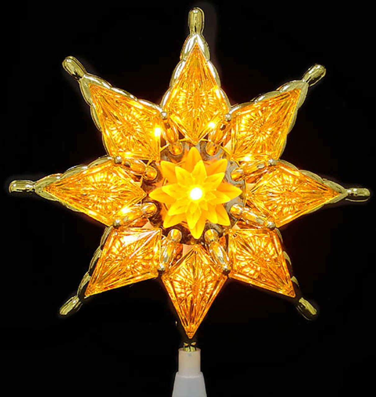 Northlight 8" Amber Mosaic Star Christmas Tree Topper - Clear Lights 2 Northlight 8" Amber Mosaic Star Christmas Tree Topper - Clear Lights - Image 2