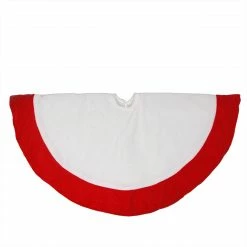 Northlight 26" White Traditional Christmas Tree Skirt With A Red Border