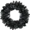 Northlight 36" Battery Operated Black Bristle Artificial Christmas Wreath, Warm White LED Lights