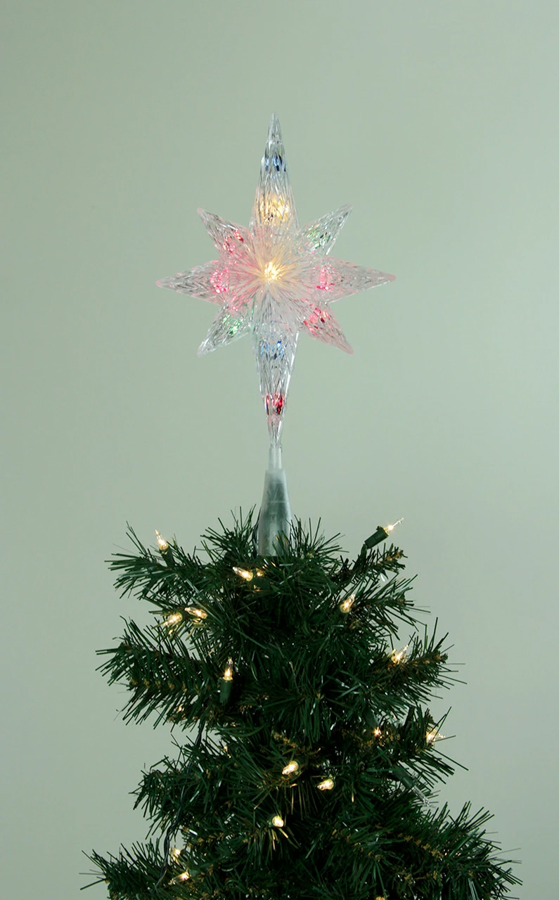Sienna 11" Lighted Clear Faceted Bethlehem Star Christmas Tree Topper - Multi Lights 2 Sienna 11" Lighted Clear Faceted Bethlehem Star Christmas Tree Topper - Multi Lights - Image 2