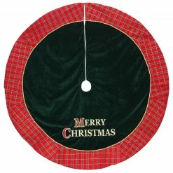 Dyno 48" Red And Green 'MERRY CHRISTMAS' Plaid Christmas Tree Skirt