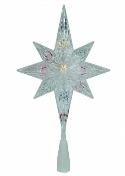Sienna 11" Lighted Clear Faceted Bethlehem Star Christmas Tree Topper - Multi Lights