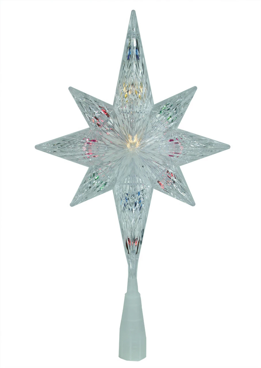 Sienna 11" Lighted Clear Faceted Bethlehem Star Christmas Tree Topper - Multi Lights 1 Sienna 11" Lighted Clear Faceted Bethlehem Star Christmas Tree Topper - Multi Lights