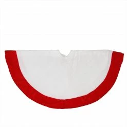 Northlight 18" White And Red Velveteen Mini Christmas Round Tree Skirt